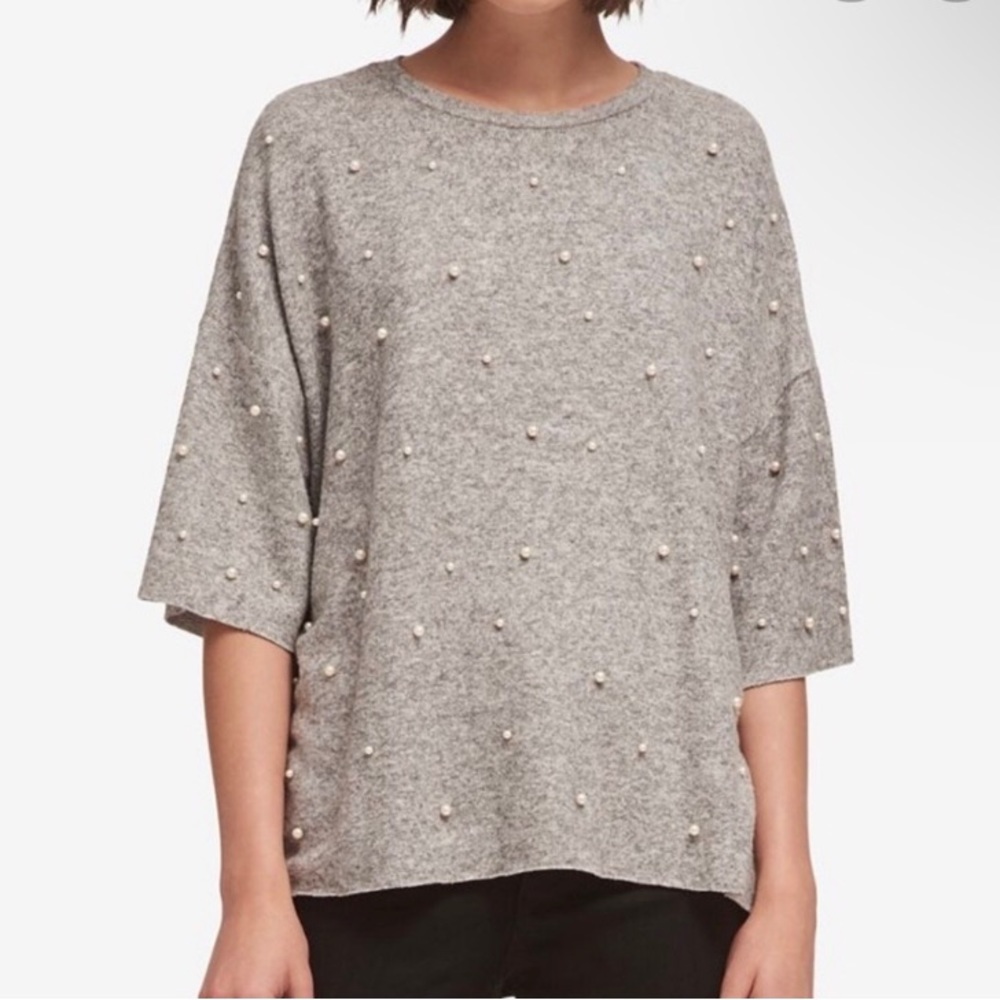 Zara gray pearl embellished soft touch sweater